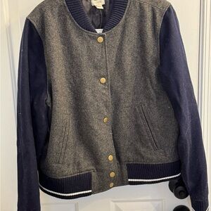 J. Crew Navy wool baseball jacket